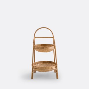 Etagère 2 grote manden in rotan en bamboe, Jyska