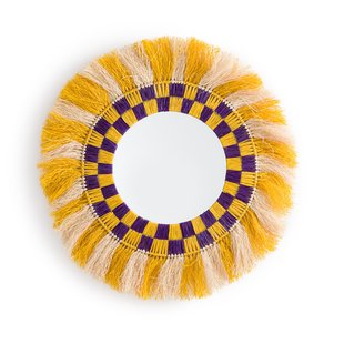 Ronde spiegel in gekleurd raffiaØ90cm, Mon Beau Miroir