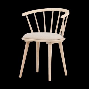 Paco houten spijlen eetkamerstoel met vast zitkussen - whitewash