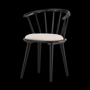 Paco houten spijlen eetkamerstoel met vast zitkussen - zwart