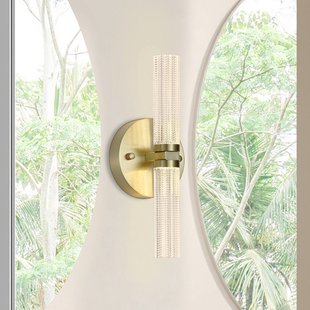 Searchlight LED badkamer wandlamp Aberdeen, hoogte 34 cm, messingkleurig, 2-lamps.