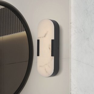 Searchlight LED badkamer wandlamp Opaline, hoogte 35 cm, zwart, metaal/hars