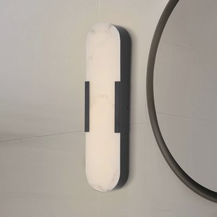 Searchlight LED badkamer wandlamp Opaline, hoogte 50 cm, zwart, metaal/hars