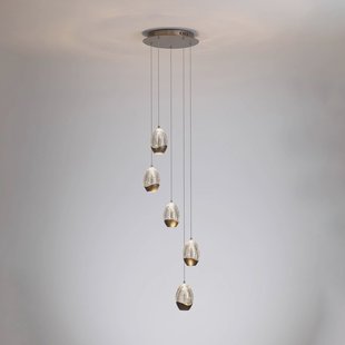 Searchlight LED hanglamp Seeds, Ø 30 cm, crèmekleurig, glas, 5-lamps.