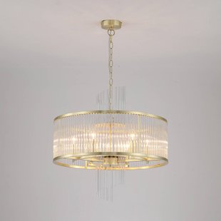 Searchlight Hanglamp Lara, Ø 55 cm, goudkleurig/helder, glas/metaal