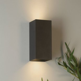 Searchlight Wandlamp London Square, zwart, hoogte 15 cm, metaal, 2-lamps.