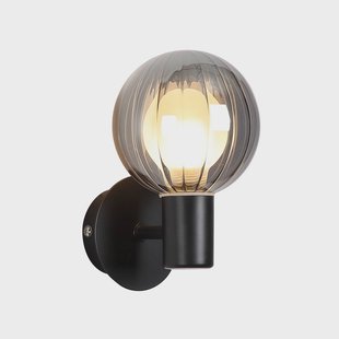 Searchlight Badkamer wandlamp Lumisphere, zwart/rookgrijs, hoogte 12 cm glas