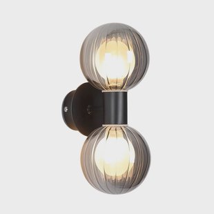 Searchlight Badkamer wandlamp Lumisphere, zwart/rookgrijs Hoogte 28 cm 2-lamps