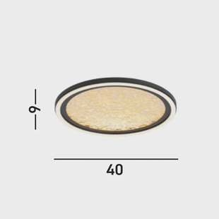 Searchlight LED plafondlamp Luna, Ø 40 cm, zwart/goudkleurig, metaal