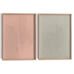 Reinders - Zachte lijnen - Abstracte wanddecoratie set met structuur 30x40 cm - Bont