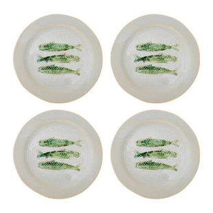 Bloomingville Hadden Dinerbord 4 st. - Ø 27 cm - Vissen / Groen