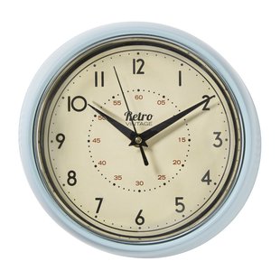 Wandklok retro - lichtblauw - Ø24x6.5 cm