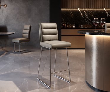 DELIFE Barstoel Pela-Flex Volledig leer Mud Sledeonderstel RVS pocketvering