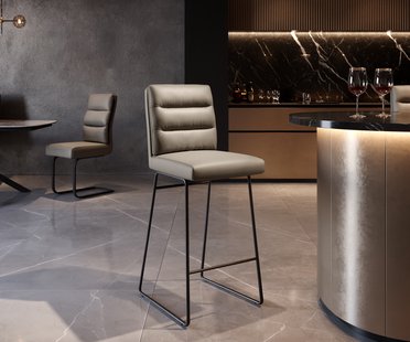 DELIFE Barstoel Pela-Flex Volledig leer Mud Metalen sledestoel Zwart pocketvering