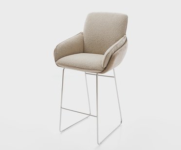 DELIFE Barstoel Luan-Flex materiaalmix Mud sledebasis RVS pocketvering