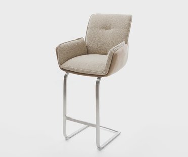 DELIFE Barstoel Nela-Flex materiaalmix Mud vrijstaand vlak RVS pocketvering