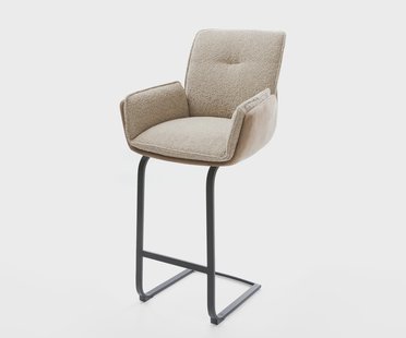 DELIFE Barstoel Nela-Flex materiaalmix Mud vrijstaand vlak metaal pocketvering