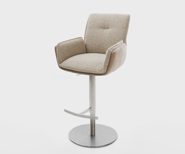 DELIFE Barstoel Nela-Flex materiaalmix Mud draaivoet in hoogte verstelbaar RVS draaibaar pocketvering