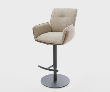 DELIFE Barstoel Nela-Flex materiaalmix Mud draaivoet in hoogte verstelbaar metaal draaibaar pocketvering