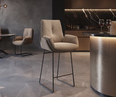 DELIFE Barstoel Clea-Flex materiaalmix Mud metalen sledepootframe pocketvering