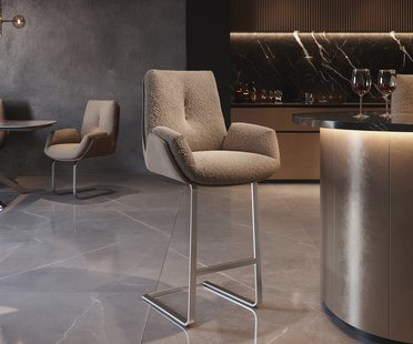 DELIFE Barstoel Clea-Flex materiaalmix Mud vrijstaand vlak RVS pocketvering