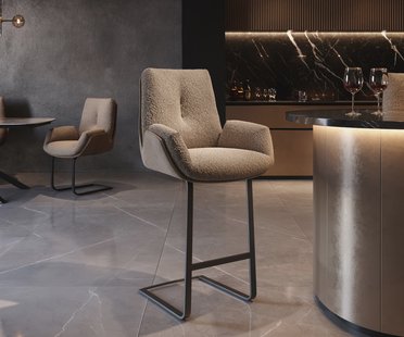 DELIFE Barstoel Clea-Flex materiaalmix Mud vrijstaand vlak metaal pocketvering