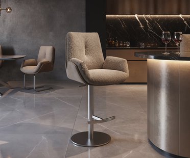 DELIFE Barstoel Clea-Flex Materiaalmix Mud Draaivoet in hoogte verstelbaar RVS Draaibaar pocketvering