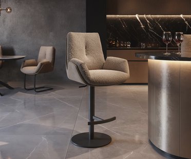 DELIFE Barstoel Clea-Flex materiaalmix Mud draaivoet in hoogte verstelbaar metaal draaibaar pocketvering