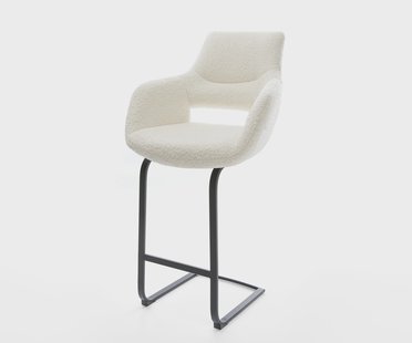 DELIFE Barstoel Yago-Flex bouclé Wit Vrijstaand vlak Metaal Zwart pocketvering