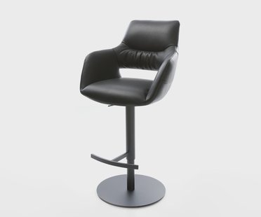 DELIFE Barstoel Yago-Flex Volledig leer Zwart Draaivoet in hoogte verstelbaar Metaal Zwart Draaibaar pocketvering