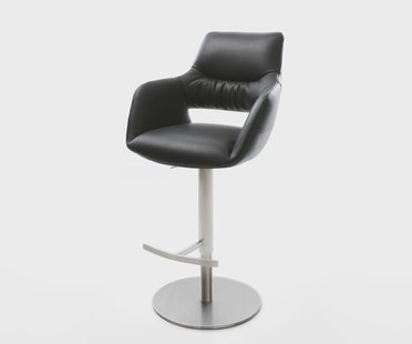 DELIFE Barstoel Yago-Flex Volledig leer Zwart Draaivoet in hoogte verstelbaar RVS Draaibaar pocketvering