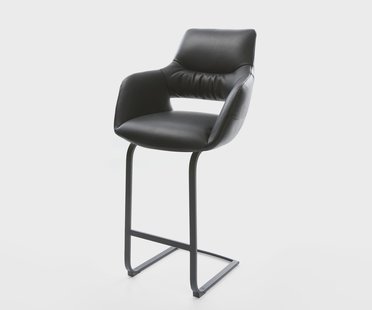 DELIFE Barstoel Yago-Flex Volledig leer Zwart Vrijstaand vlak Metaal Zwart pocketvering