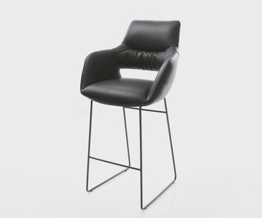 DELIFE Barstoel Yago-Flex Volledig leer Zwart Metalen sledestoel Zwart Pocketvering
