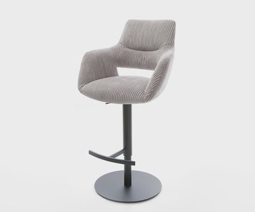 DELIFE Barstoel Yago-Flex Cord zilvergrijs Draaivoet in hoogte verstelbaar Metaal Zwart Draaibaar pocketvering