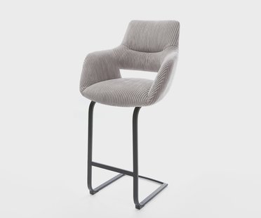 DELIFE Barstoel Yago-Flex Cord zilvergrijs Vrijstaand vlak Metaal Zwart pocketvering