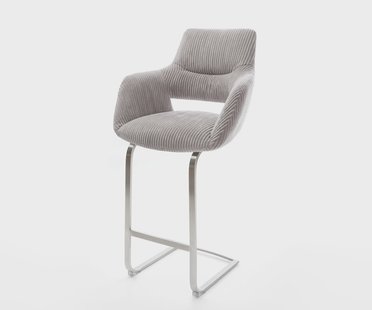 DELIFE Barstoel Yago-Flex Cord zilvergrijs vrijstaand vlak RVS pocketvering