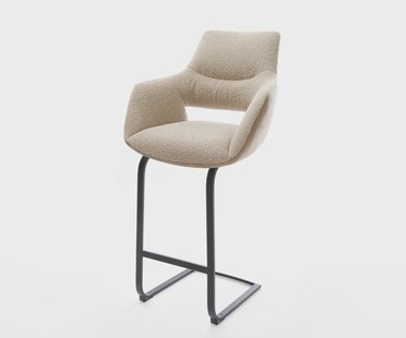 DELIFE Barstoel Yago-Flex materiaalmix microvezel Mud / bouclé Mud vrijstaand vlak metaal zwart pocketvering