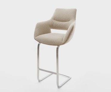 DELIFE Barstoel Yago-Flex Materiaalmix microvezel Mud / bouclé Mud Vrijstaande stoel vlak RVS pocketvering