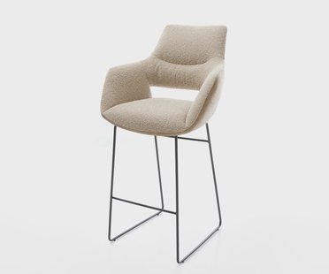 DELIFE Barstoel Yago-Flex Mix van materialen Microvezel modder / bouclé modder Metalen sledestoel Zwart Pocketvering