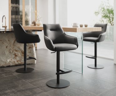 DELIFE Barstoel Alja-Flex Volledig leer Zwart Draaivoet in hoogte verstelbaar Metaal Zwart Draaibaar pocketvering