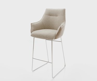 DELIFE Barstoel Alja-Flex Materiaalmix microvezel Mud / bouclé Mud Sledeonderstel RVS Pocketvering