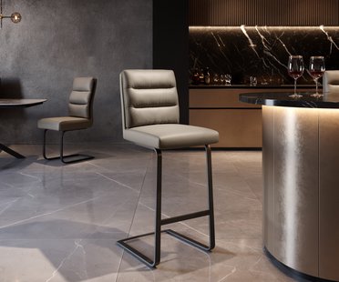 DELIFE Barstoel Pela-Flex Volledig leer Mud Vrijstaand vlak Metaal Zwart pocketvering