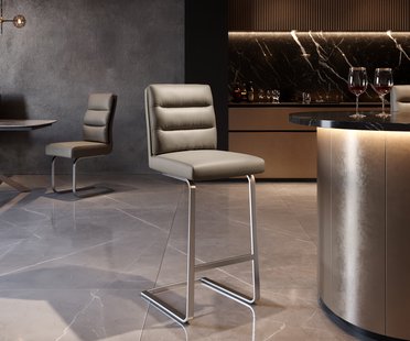 DELIFE Barstoel Pela-Flex Volledig leer Mud Vrijstaand vlak RVS Pocketvering