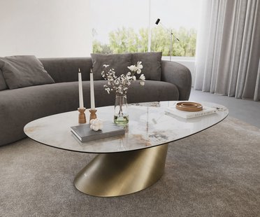 DELIFE Salontafel Edge Oval 140x75 cm keramiek Minas Melange Conis metallic goud