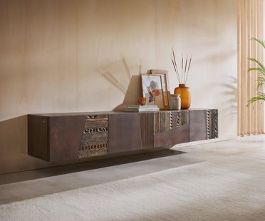 DELIFE TV-meubel Imara 200 cm mangobruin 4 deuren zwevend