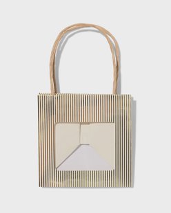 HEMA Cadeautasje met venster 10x11x11cm wit strepen goud