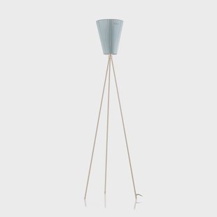 Oslo Wood VloerLamp Wit/Licht Blauw Northern - Woonkamer - Designer - Stof - Met lampenkap