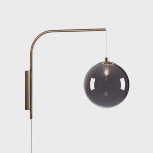 Dione wandlamp, met stekker, messing/rookgrijs Markslöjd - Woonkamer - Metaal