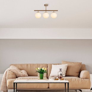 Opviq Plafondlamp Atmaca, 3-lamps, antiek goud, glas, 60 cm