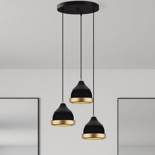 Opviq Hanglamp Yildo, 3-lamps, zwart/goud, rond, Ø37 cm
